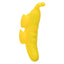 A yellow butterfly flickering finger vibrator showcases its power button at the base.
