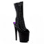 A single Ellie Shoes Mellisa peep-toe stiletto boot shows its ribbed mid-calf design and curved 4-inch platform.