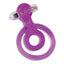 A vibrating dual cock ring in purple with a flickering tongue shaped stimulator. 