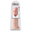 A realistic 12-inch veiny dildo featuring a suction cup base stands in its King Cock packaging against a white backdrop.