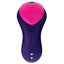 Front view of a silicone panty vibrator with a bulbous design and magnetic charging points at the base handle.