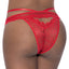 Exposed Ooh La Lace Peek-A-Boo Cheeky Panties combine scalloped floral lace w/ a high-cut design to accentuate your rear, a cutout at the small of your back & a wraparound waist strap! Red. (2)