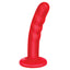 Malesation Barny 5" Slim Ribbed Dildo With Suction Cup has a slim shaft w/ a gently ribbed texture, flared suction cup base & a round tip that inserts comfortably. Red.