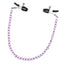 The nipple clamps include an attached purple chain, removable rubber tips & adjustable tension screws to let you control your level of comfort or pain. 