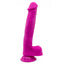 Realistic dildo has a straight veiny shaft & a suction cup for hands-free solo or partnered strap-on fun. 