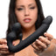 Strap-U Tri-Volver Rechargeable Vibrating Rabbit Strapless Strap-On has 7 vibration modes while bulbous + phallic heads target the G-/P-spot & the external arm pleases the wearer's clitoris. On-hand.