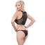Allure Kitten - Jennifer Lace-Up Crop Top & Panty Set - includes a black floral mesh crop top & bikini-cut bottoms with stunning red corset-style lacing at the bust front & panty rear. back image