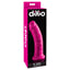 dillio® - 8" Dong - realistic dildo features a phallic head & bulging veins for more stimulation & a harness-compatible suction cup base for hands-free fun solo or partnered. Pink, package image