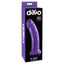 dillio® - 8" Dong - realistic dildo features a phallic head & bulging veins for more stimulation & a harness-compatible suction cup base for hands-free fun solo or partnered. Purple, package image