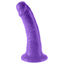 dillio® - 6" Slim Dong - slender 6" dildo has realistic stimulating details like a phallic head & slim veiny shaft + a harness-compatible suction cup base for hands-free fun. Purple