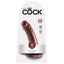 King Cock® - 6" Cock - This 6-inch dildo by King Cock is the most realistic ride you'll ever take, with handcrafted veiny shaft details & a phallic head atop a strong suction cup base. Brown, package image