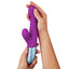 FemmeFunn® - Delola Ribbed Rabbit Vibrator Purple - in hand for size comparison