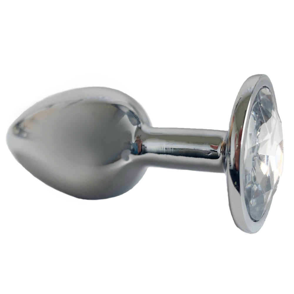 Small Metal Princess Anal Butt Plug w/ Round Crystal Gem Base Sexyland Small Metal Princess Anal Butt Plug w/ Round Crystal Gem Base Sexyland