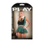 Fantasy Lingerie Play - Slither'n To Your DM's School Girl Costume Set - includes a collar w/ attached tie, longline bra top, pleated green plaid skirt w/detachable suspenders & matching panty. Box