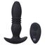 A Play Rise Thrusting Vibrating Anal Plug With Remote while thrusting at 6 speeds & offers 10 vibration patterns you can control w/ a wireless remote. Black.