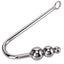 Stainless Steel Anal Hook With 3 Balls - This metal hook features 3 graduating bead-like balls at the tip to slowly but surely fill your lover. Features a ring for posture control & suspension play.