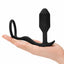 B-Vibe Vibrating Snug & Tug Weighted Anal Plug & Penis Ring combines a weighted butt plug + cock ring & 10 vibration patterns to stimulate the anus & prostate. On-hand.