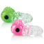 Screaming O ColorPop Big O Vibrating Cockring - has 4 vibrating functions & a stretchy, wide, flat band. Hot Pink and Neon Green shown 2