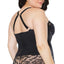 Coquette Convertible Padded Lace Bustier Corset With Garters - Curvy is made with floral eyelash & has padded cups w/ full-length hook & eye closure + boning to cinch your curves. Black-racerback straps.