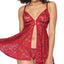 Coquette Split Front Lace Babydoll & Adjustable Thong has soft cups & a playful split-front w/ elastic G-hook waist closures & adjustable thong sides for a perfect fit. (2)