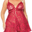 Coquette Split Front Lace Babydoll & Adjustable Thong - Curvy has soft cups & a split-front w/ elastic G-hook waist closures & an adjustable thong for your perfect fit. (2)