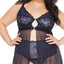 Coquette Split Lace & Mesh Babydoll With High-Waisted Thong - Curvy has lace cups & a split-front w/ elastic G-hook waist + front-closure bust & a cheeky thong. (2)