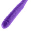 Dillio 16" Double Dillio Dildo has realistically sculpted features, including 2 different-sized tapered phallic heads & veiny texture. Purple.