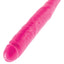 Dillio 16" Double Dillio Dildo has realistically sculpted features, including 2 different-sized tapered phallic heads & veiny texture. Pink.