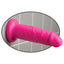 Dillio 6" Chub Thick Dildo has a ridged phallic head & a thick, veiny shaft + a harness-compatible suction cup base for hands-free fun, solo or partnered. Pink-suction cup.