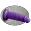 Dillio 6" Chub Thick Dildo has a ridged phallic head & a thick, veiny shaft + a harness-compatible suction cup base for hands-free fun, solo or partnered. Purple-suction cup.