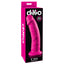 Dillio - 9" Dong has a phallic head & bulging veins for more stimulation + a harness-compatible suction cup base for hands-free fun solo or partnered. Pink-package.