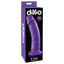 Dillio - 9" Dong has a phallic head & bulging veins for more stimulation + a harness-compatible suction cup base for hands-free fun solo or partnered. Purple-package.