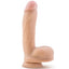 Side view of Loverboy My Best Friend's Dad realistic beige dildo shows of veiny shaft and ridged phallic head.