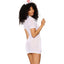 Dreamgirl ER Hottie Sheer Nurse Roleplay Costume Set includes a headband, toy stethoscope prop & a short-sleeved dress w/ a plunging collar neckline in sheer mesh. (6)
