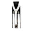 1" Elastic Y-Back Clip Suspenders - adjustable stretchy suspenders won't damage your clothes & are great for casual or formal outfits + costumes. White, package