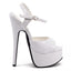 Ellie Shoes Juliet 6.5" Stiletto Patent Platform Sandals - White have a sleek, simple design w/ a 6.5" stiletto heel, 2" platform & slim ankle strap + buckle closure. (2)