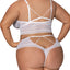 Exposed Modern Romance White Mesh Bralette & Cutout Panty Set includes a longline wire-free bra & hipster panties w/ scalloped hems & cutouts to expose the perfect amount. (2)
