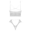 Exposed Modern Romance White Mesh Bralette & Cutout Panty Set includes a longline wire-free bra & hipster panties w/ scalloped hems & cutouts to expose the perfect amount. (9)