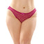 Fantasy Lingerie Daisy Crotchless Criss-Cross Floral Panties have a floral motif on sheer mesh & criss-cross detail in the bikini-cut rear. Berry.