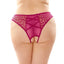 Fantasy Lingerie Daisy Crotchless Criss-Cross Floral Panties have a floral motif on sheer mesh & criss-cross detail in the bikini-cut rear. Berry. (2)