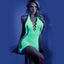 Fantasy Lingerie Glow Shock Value Halter Net Dress hugs your curves & exposes more skin w/ fishnet cutouts & a low back. Green. (5)