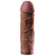 Fantasy X-Tensions Mega 2" Girthy Penis Extension Sleeve is a trimmable hollow sleeve that adds 2 inches of length & 66% girth to your erection. Brown-features. Brown.