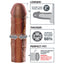 Fantasy X-Tensions Mega 2" Girthy Penis Extension Sleeve is a trimmable hollow sleeve that adds 2 inches of length & 66% girth to your erection. Brown-features.
