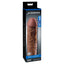 Fantasy X-Tensions Mega 2" Girthy Penis Extension Sleeve is a trimmable hollow sleeve that adds 2 inches of length & 66% girth to your erection. Brown-package.