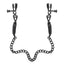 Fetish Fantasy Series Adjustable Nipple Chain Clamps have adjustable tension screws, a weighted chain you can tug on for more sensation & rubber tips for wearer comfort.