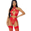 Forplay Golden Hour Red Satin Elastic Mesh Lingerie Set is made from sheer mesh w/ gold hardware & thick satin elastic trim for a luxurious touch. (5)