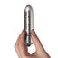 Hand Holding Rocks-Off Frosted Fleurs Bullet Vibrator in Glittery Gold, Rose Gold, Silver & Blue