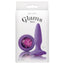 Glams Gem Butt Plug - Mini is made of silky-smooth silicone that is body-safe and a cinch to clean after your naughty fun is over. It's the perfect plug for making yourself or a partner feel that extra little bit glamorous in the bedroom or fetish event. Purple-package.