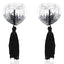Poison Rose - Heart Shaped Nipple Covers With Tassels. Silver sequin nipple pasties and black tassels