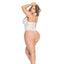 Mapale Lace & Stripes Open Rear Teddy With Garters reveals your body w/ an elongated sternum to show off cleavage, backless peekaboo rear & attached thigh garters. (4)